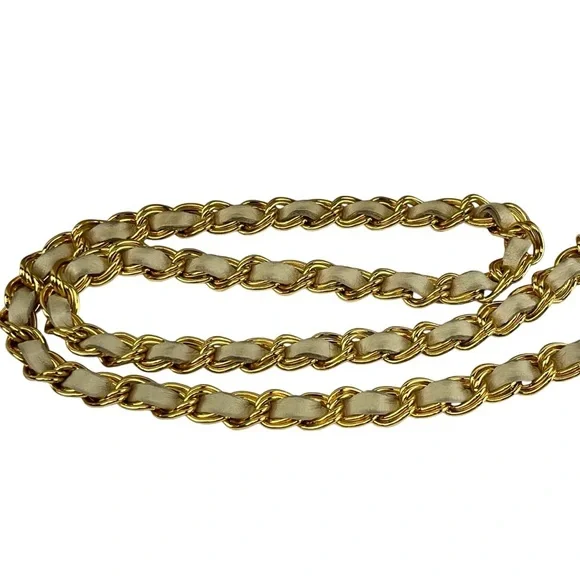 Bally Lambskin Leather Quilted Crossbody Bag with Gold Tone Chain in Cream - Picture 9 of 16